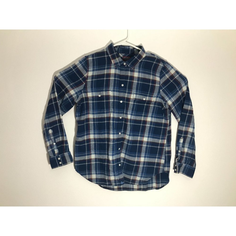 Untuckit Mens 14 L Blue Plaid Shirt *7